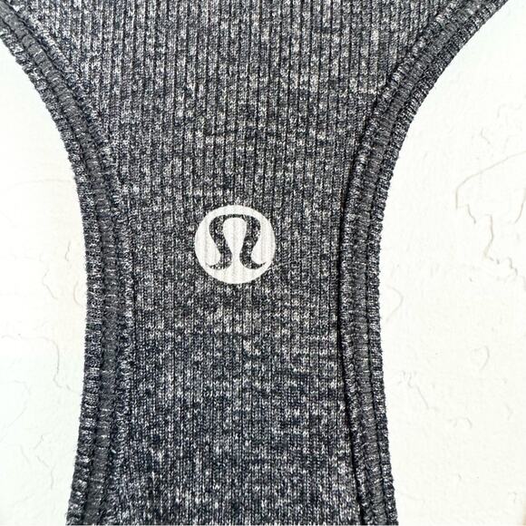 Lululemon Cool Racerback Heathered Deep Coal/Black Tank Top Size S/M Active Gym - Picture 4 of 6